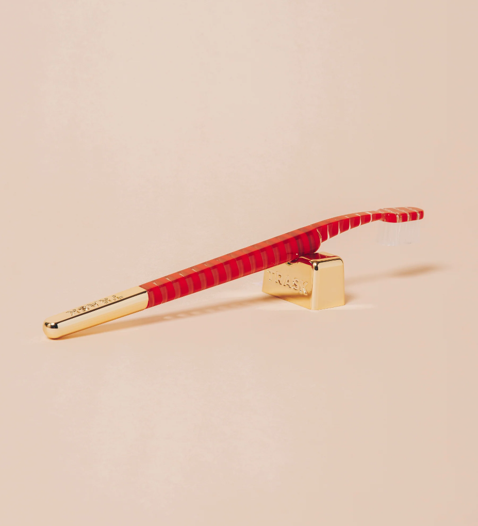 Red & White Striped Trask Toothbrush