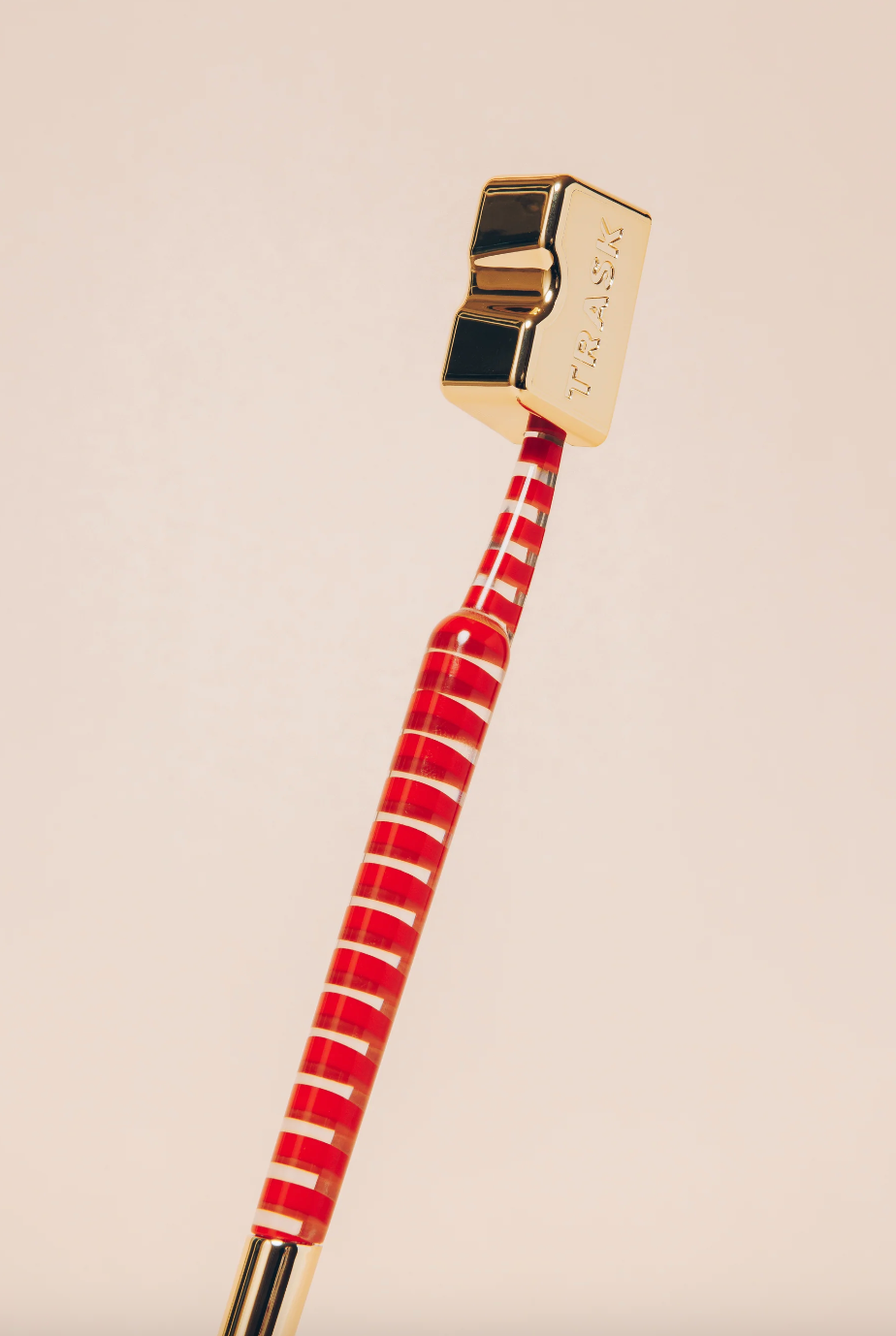 Red & White Striped Trask Toothbrush