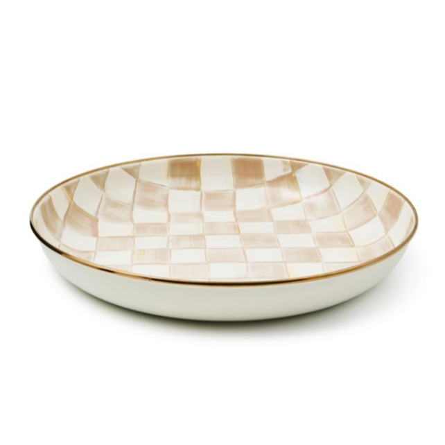 MacKenzie Childs Mocha Check Enamel Abundant Bowl