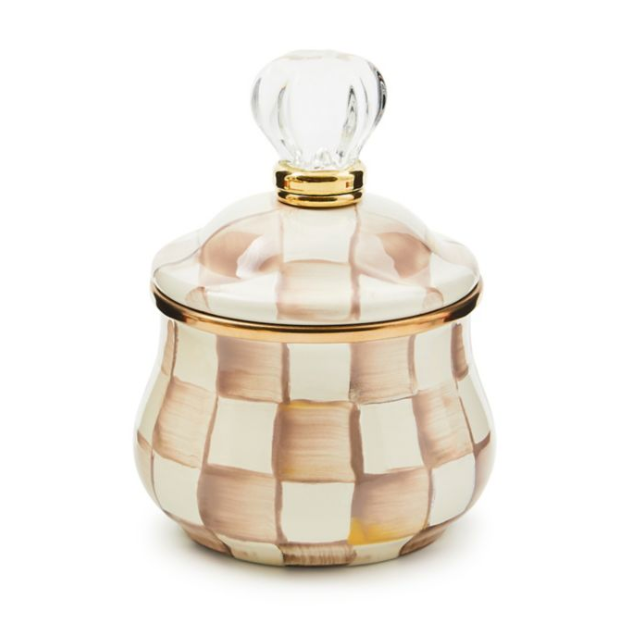 MacKenzie Childs Moch Check Enamel Lidded Sugar Bowl