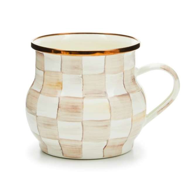 MacKenzie Childs Mocha Check Enamel Mug