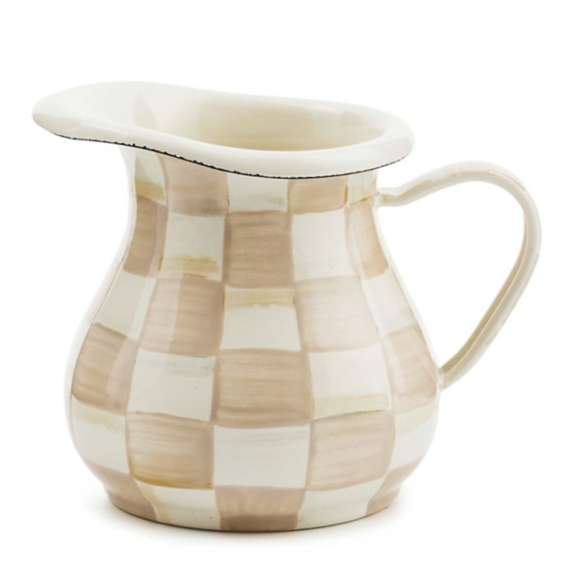 MacKenzie Childs Mocha Check Enamel Creamer