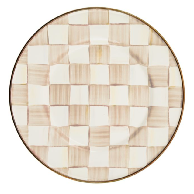 MacKenzie Childs Mocha Check Enamel Salad Plate