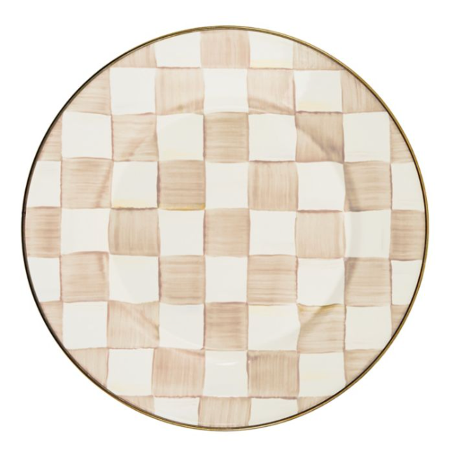 MacKenzie Childs Mocha Check Enamel Dinner Plate