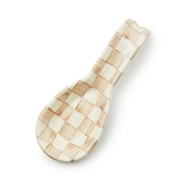 MacKenzie Childs Mocha Check Enamel Spoon Rest