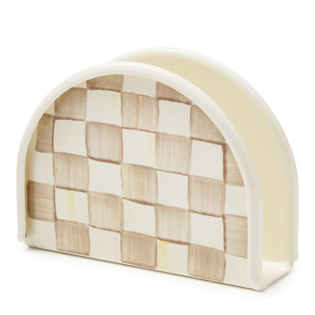 MacKenzie Childs Mocha Check Enamel Napkin Holder