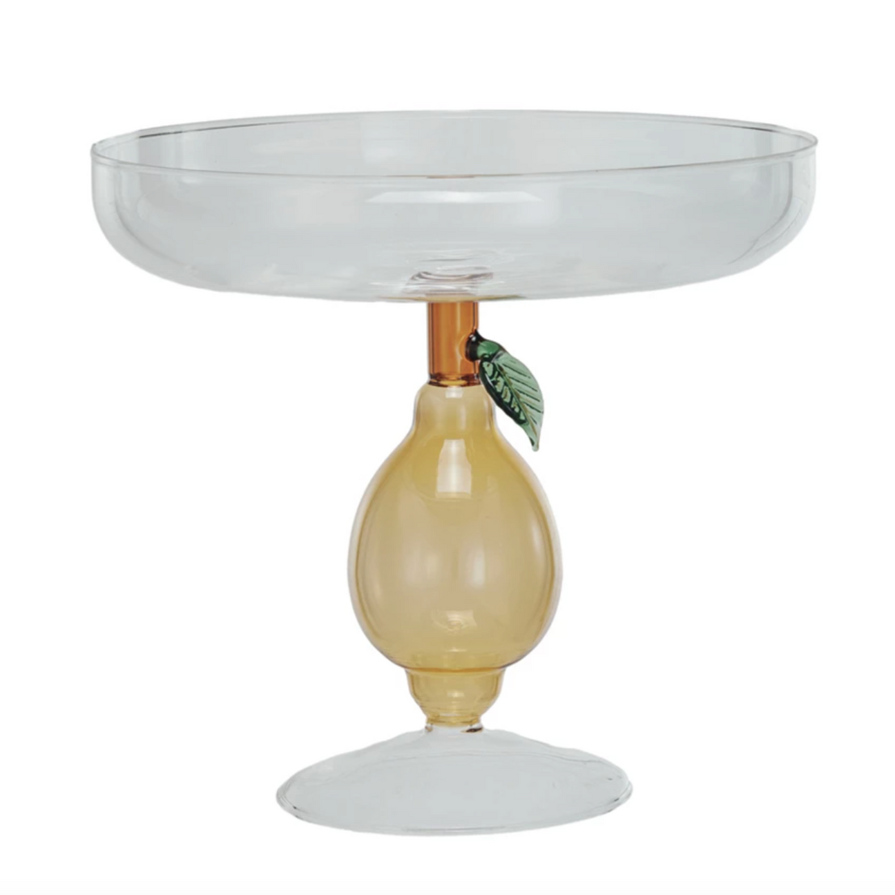 Glass Blown Pedestal w/ Lemon Stemmed Base