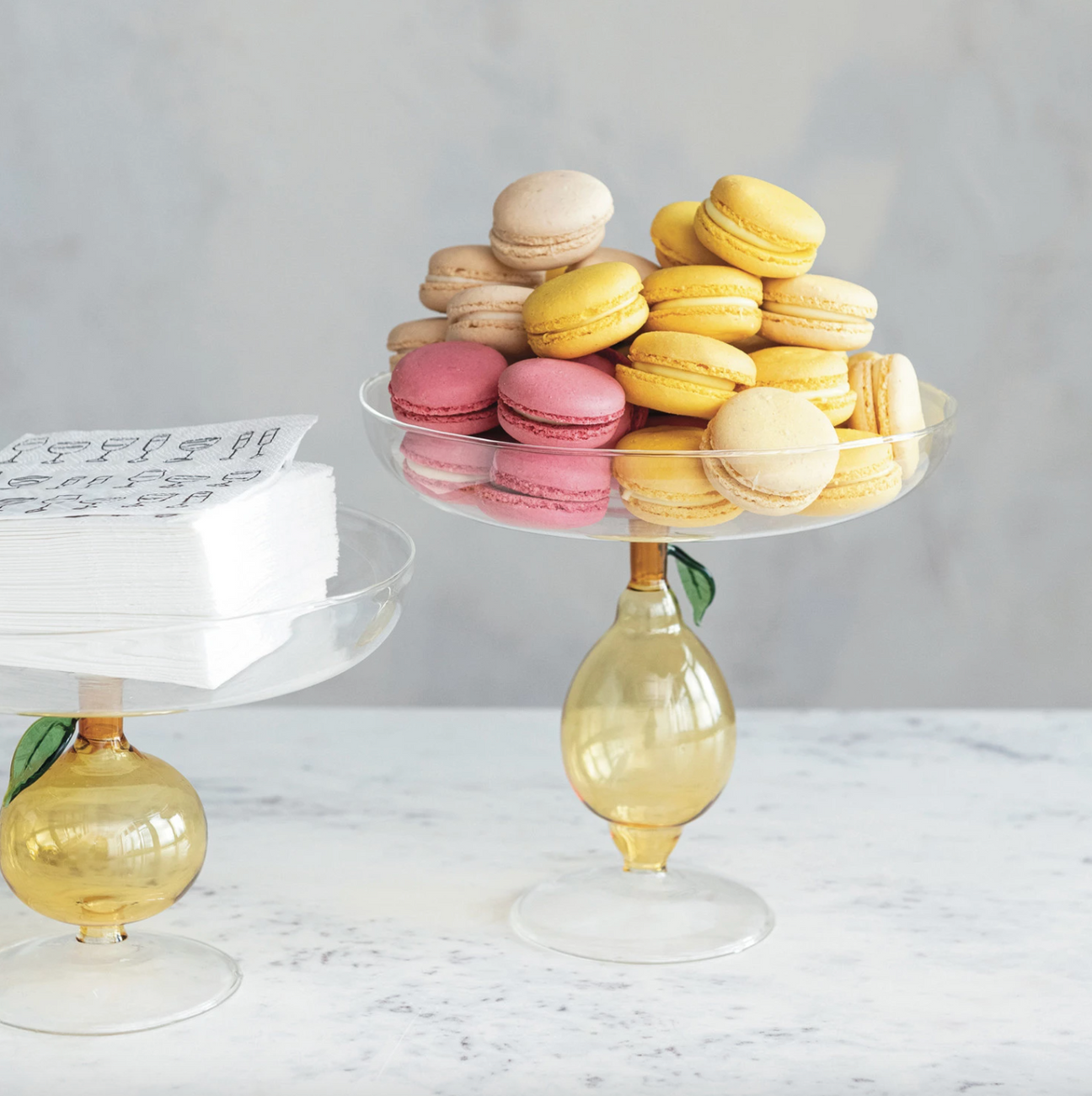 Glass Blown Pedestal w/ Lemon Stemmed Base