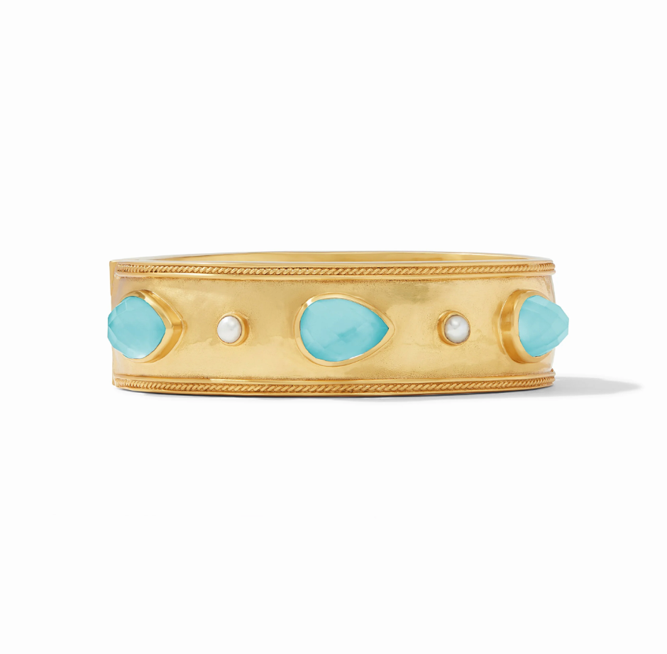 Julie Vos Cannes Statement Hinge Bangle, Iridescent Bahamian Blue