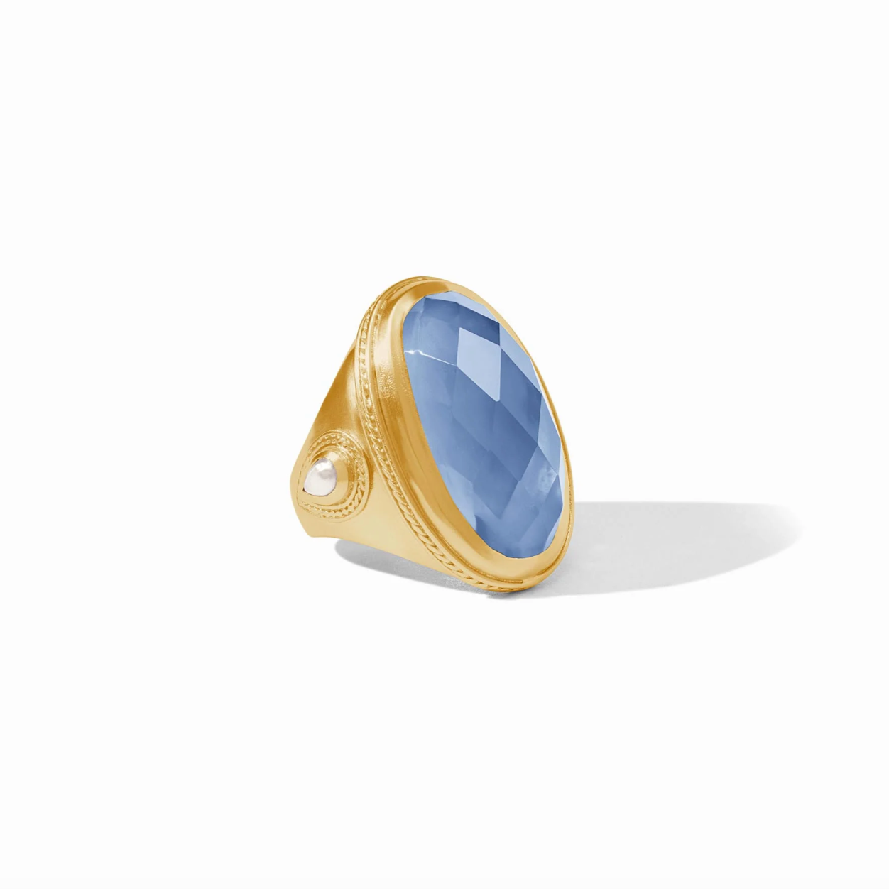 Julie Vos Cannes Statement Ring, Chalcedony Blue