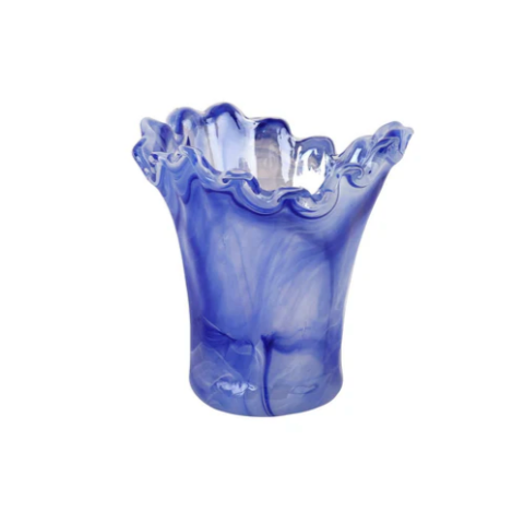 VIETRI Onda Glass Cobalt Short Vase