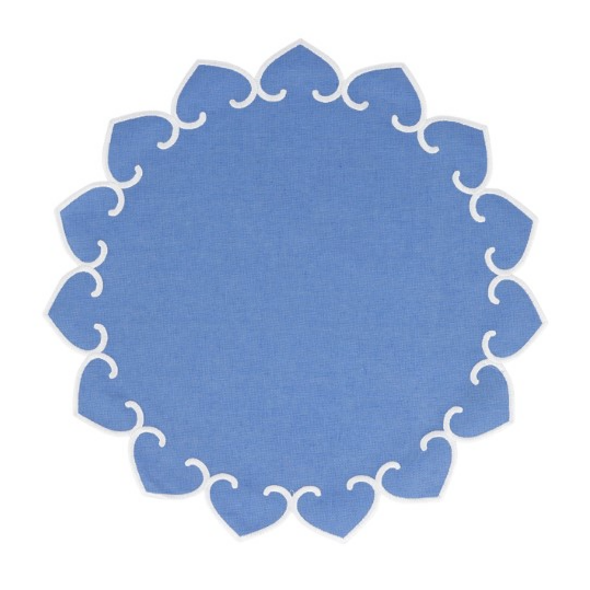 VIETRI Tessuti Cornflower Blue Round Placemats with White Stitching