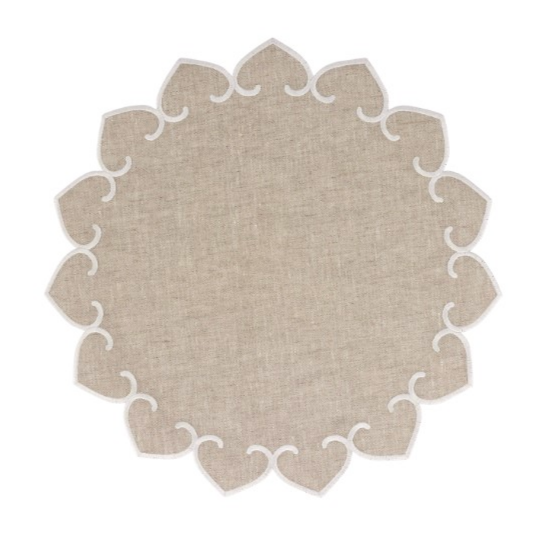 VIETRI Tessuti Natural Round Placemats with White Stitching