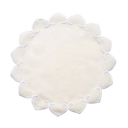 VIETRI Tessuti Ivory Round Placemats with White Stitching