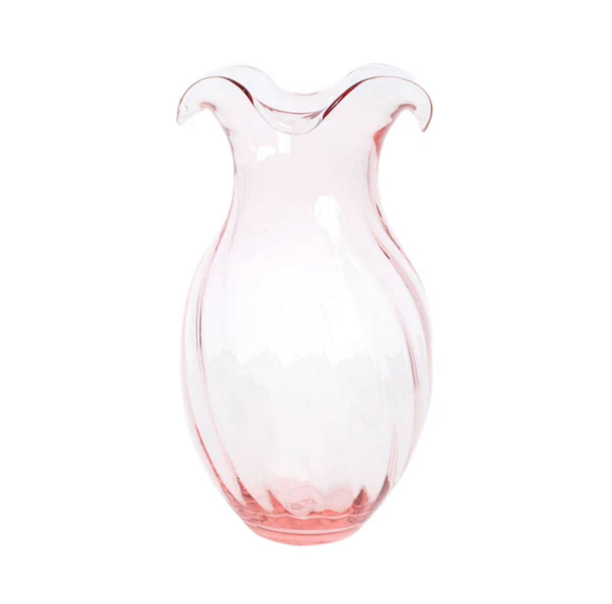 VIETRI Hibiscus Pink Vertical Fluted Vase, Small