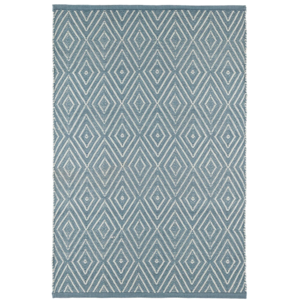 Dash & Albert Diamond Slate/Light Blue Handwoven Indoor/Outdoor Rug