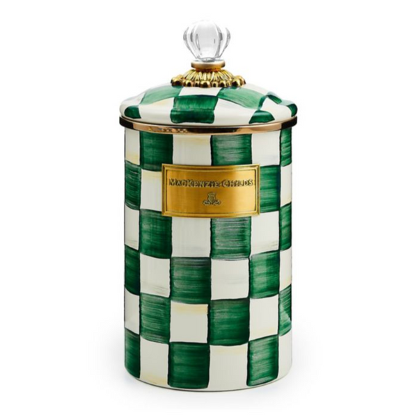 MacKenzie Childs Emeral Check Enamel Canister, Large