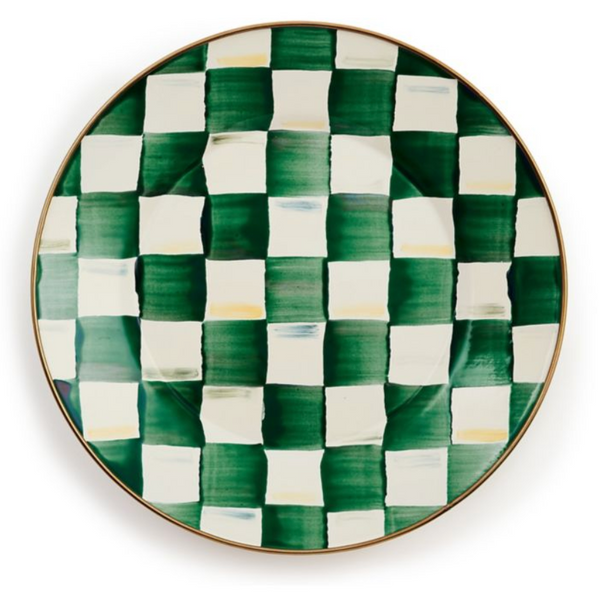 MacKenzie Childs Emerald Check Enamel Dinner Plate