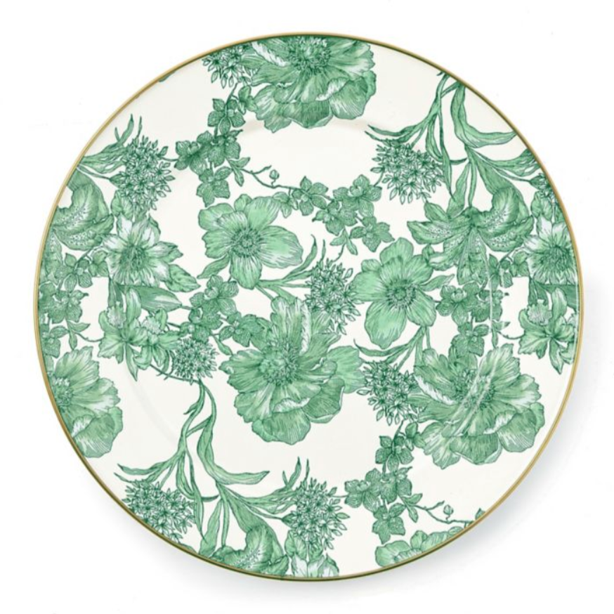 MacKenzie Childs Emerald English Garden Enamel Charger