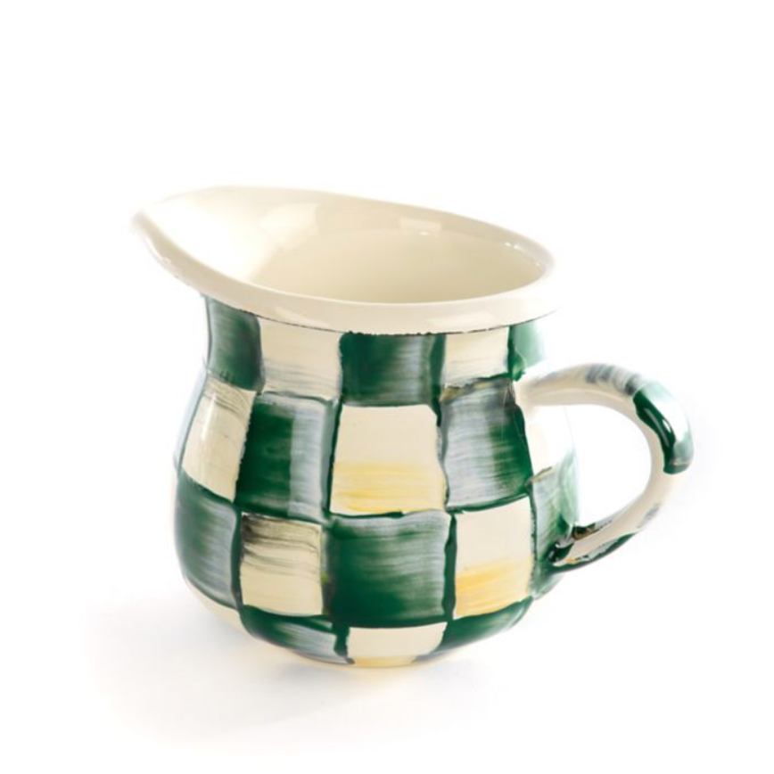 MacKenzie Childs Emerald Check Enamel Little Creamer