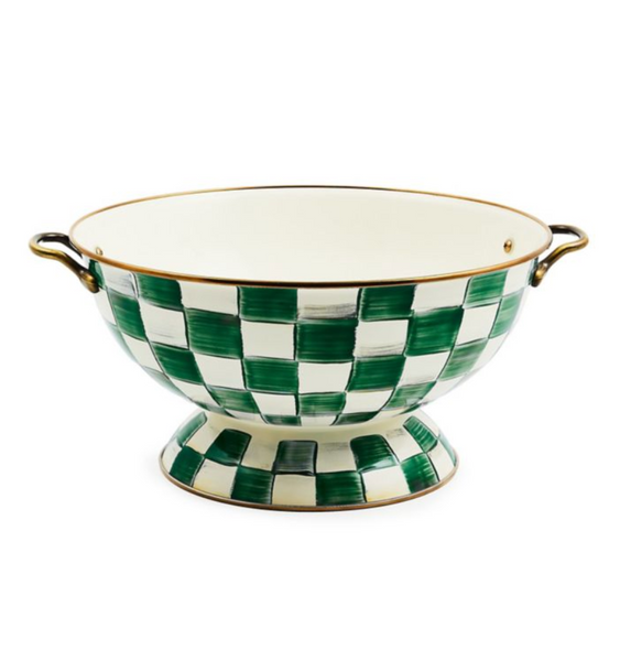 MacKenzie Childs Emerald Check Enamel Everything Bowl