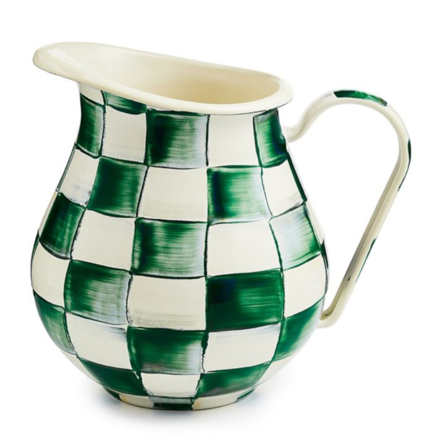 MacKenzie Childs Emerald Check Enamel Pitcher