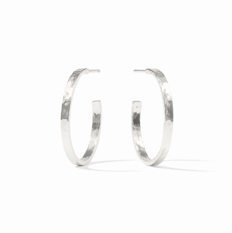 Julie Vos Silver Hammered Crescent Hoop