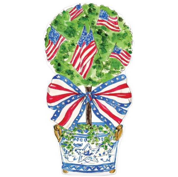 Die-Cut Handpainted Patriotic Topiary Paper Placemats - Set of 10