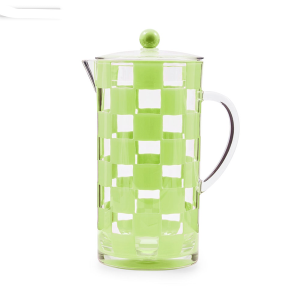 Mackenzie Childs Green Check Acrylic Pitcher