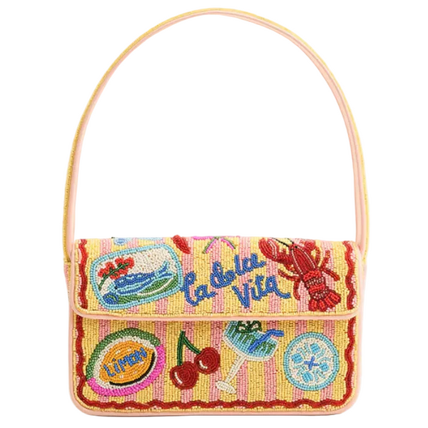 La Dolce Vita Hand Beaded Shoulder Bag