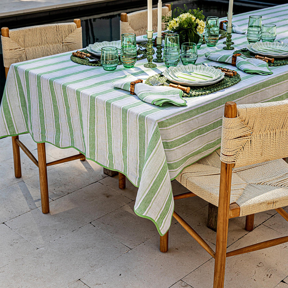Juliska Cabana Stripe Tablecloth - Seagrass