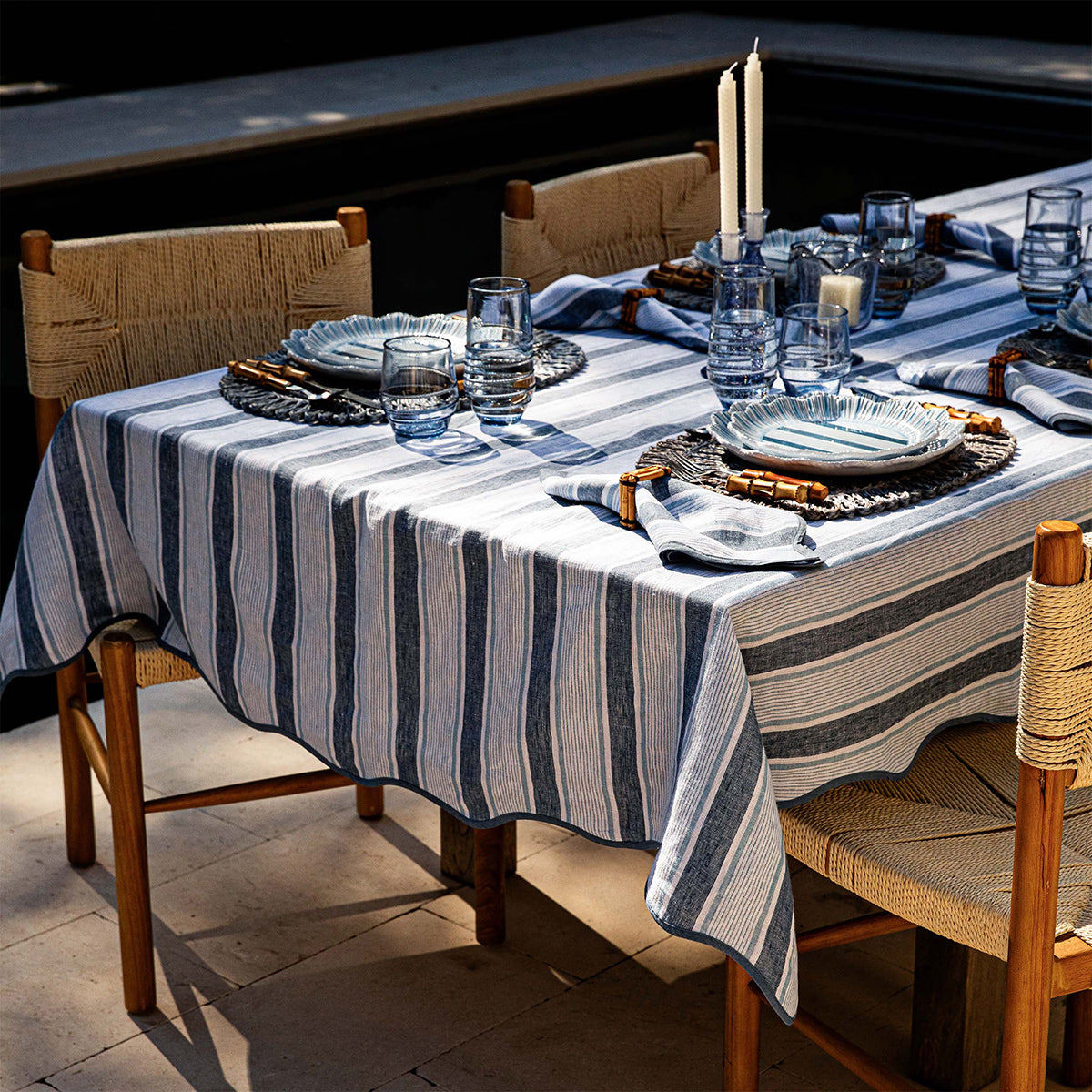 Juliska Cabana Stripe Tablecloth - Ocean