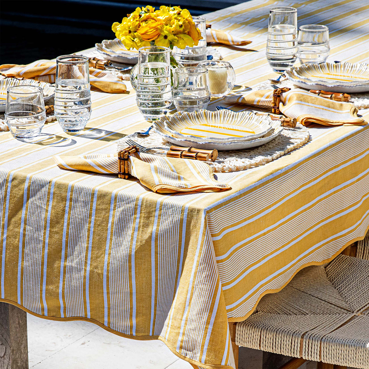Juliska Cabana Stripe Tablecloth - Sunshine