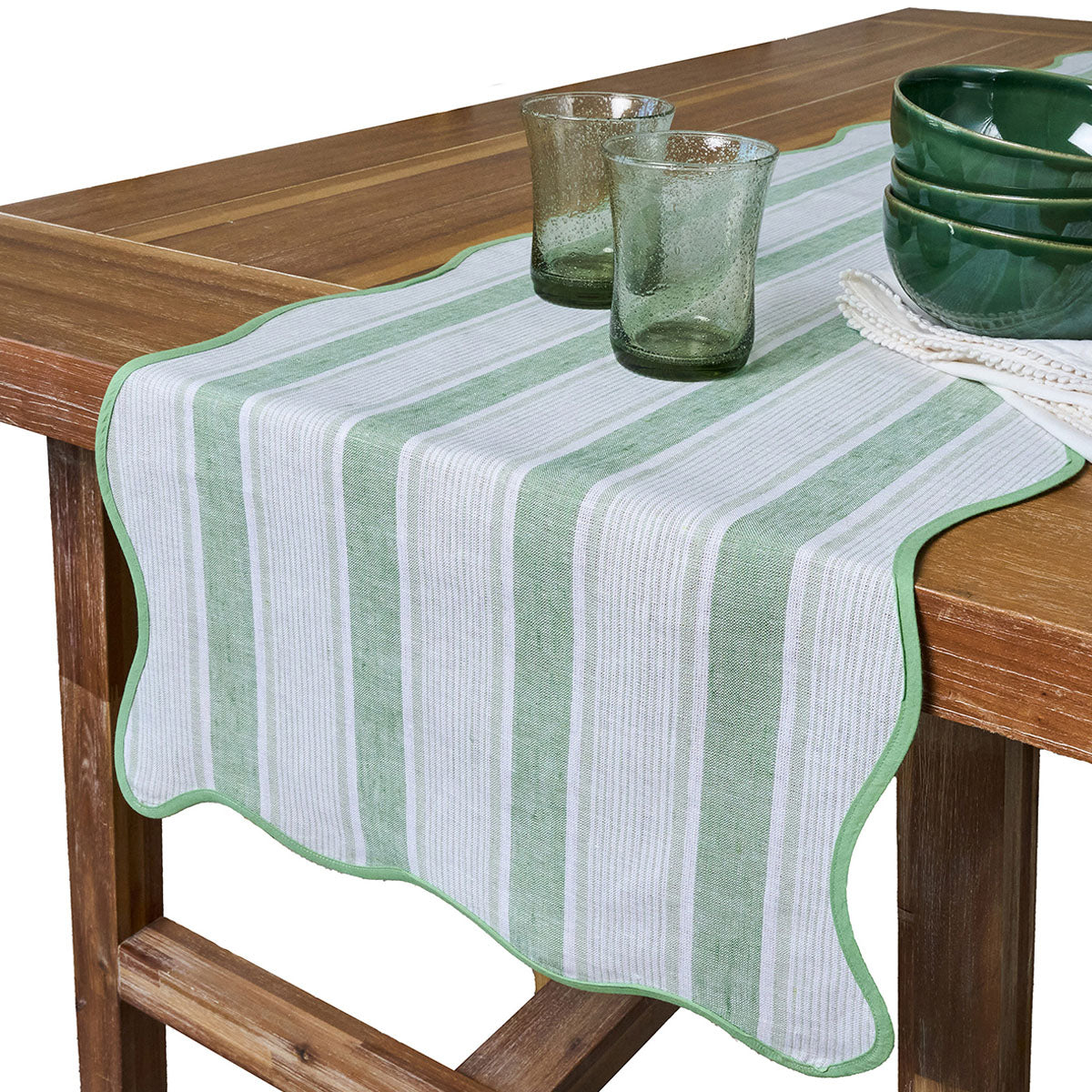Juliska Cabana Stripe Table Runner - Seagrass
