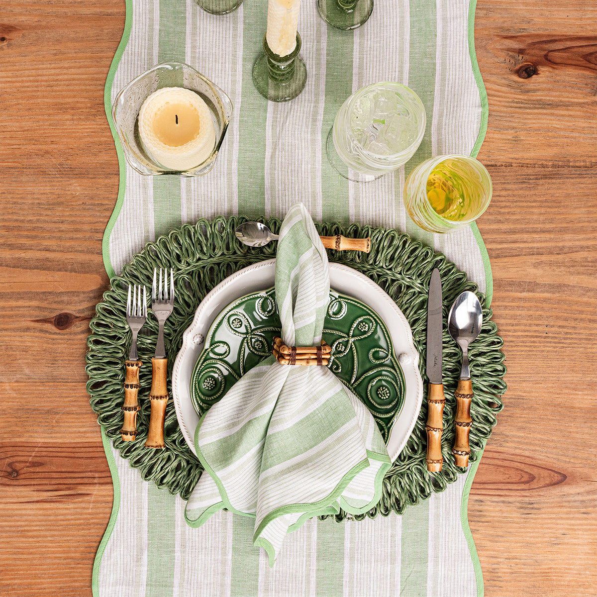 Juliska Cabana Stripe Table Runner - Seagrass
