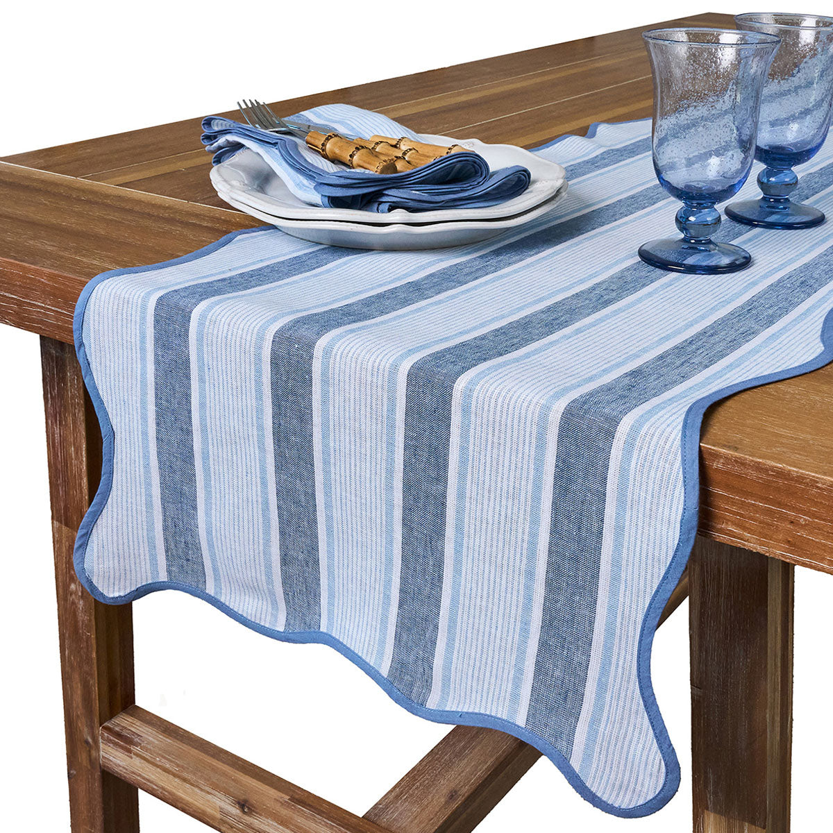 Juliska Cabana Stripe Table Runner - Ocean