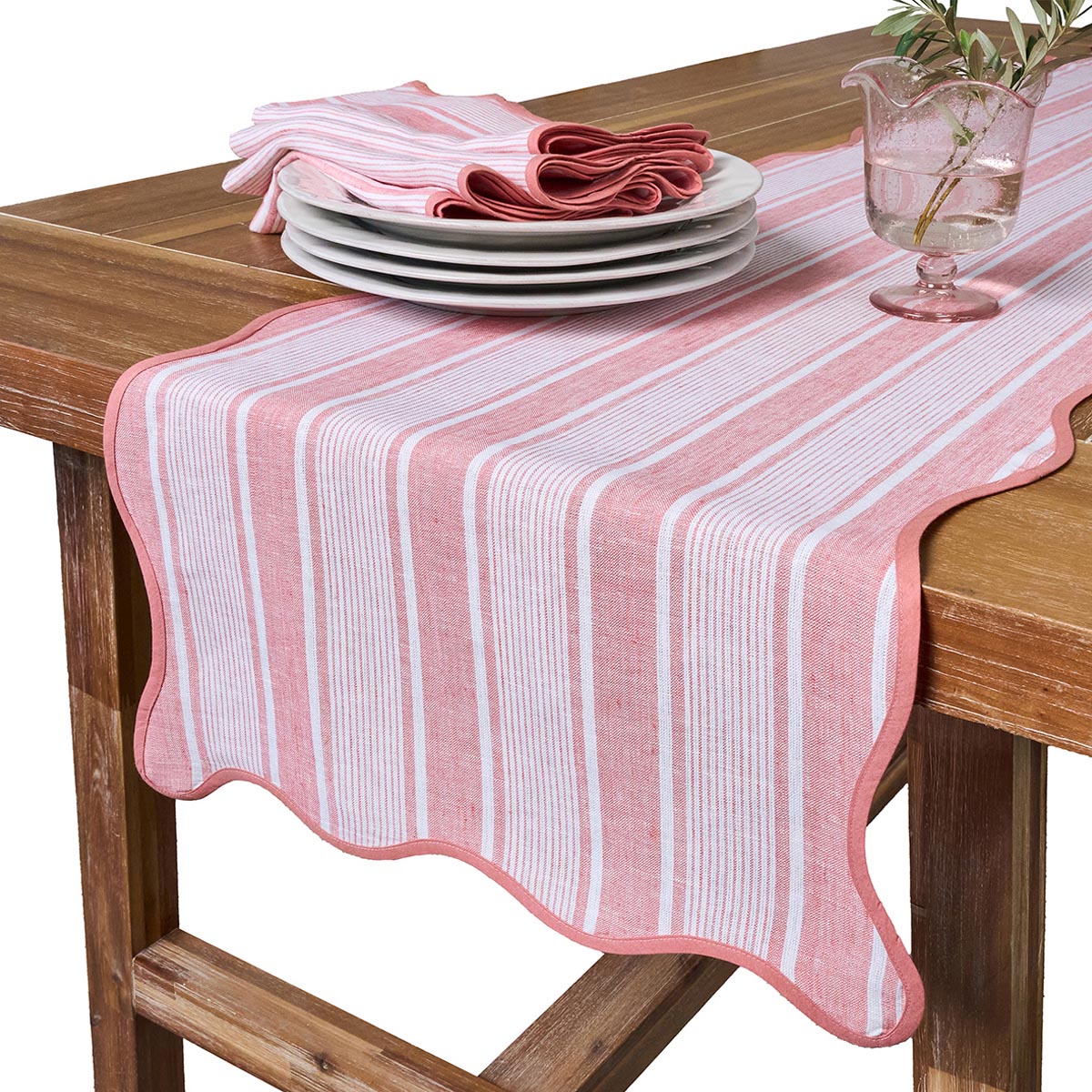 Juliska Cabana Stripe Table Runner - Coral