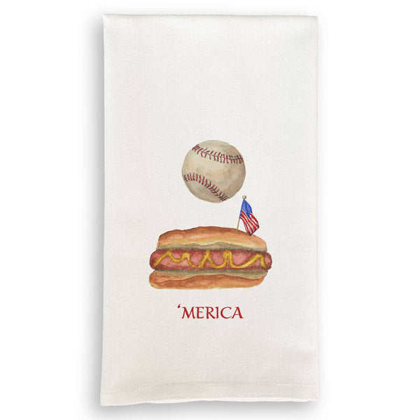 Baseball Hot Dog ‘Merica Tea Towel
