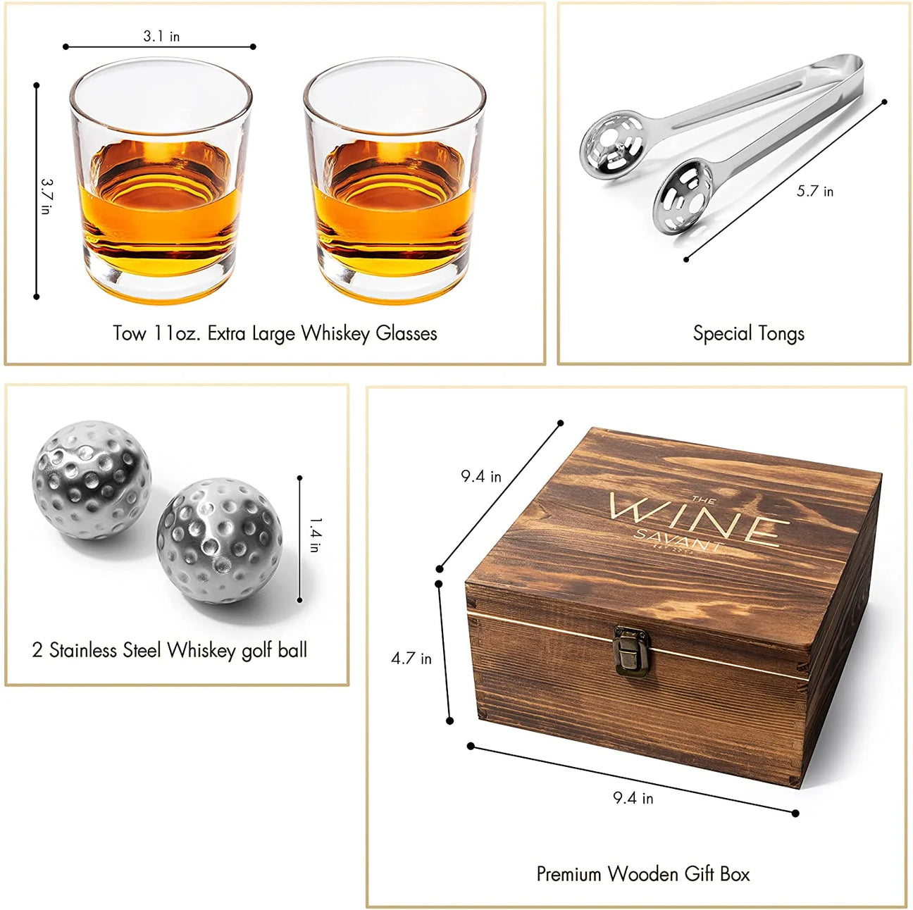 Golf Whiskey Glasses & Chillers Boxed Gift Set