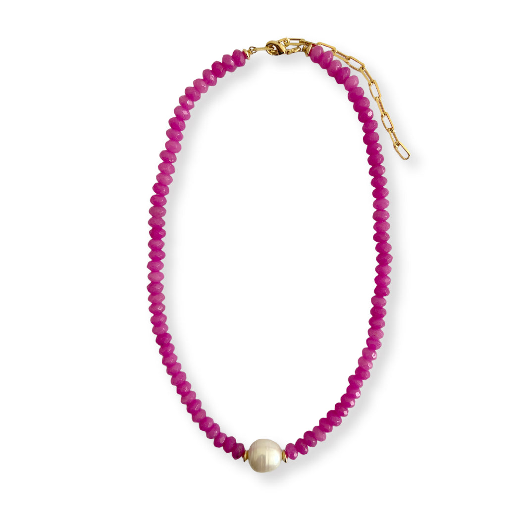 Berry Jade & Pearl Necklace