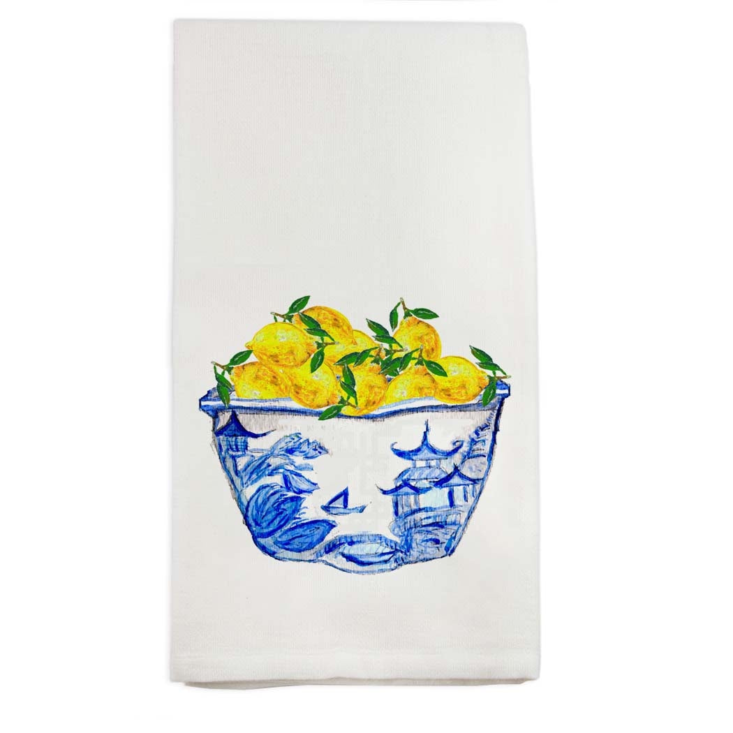 Blue Bowl with Lemons Tea Towel