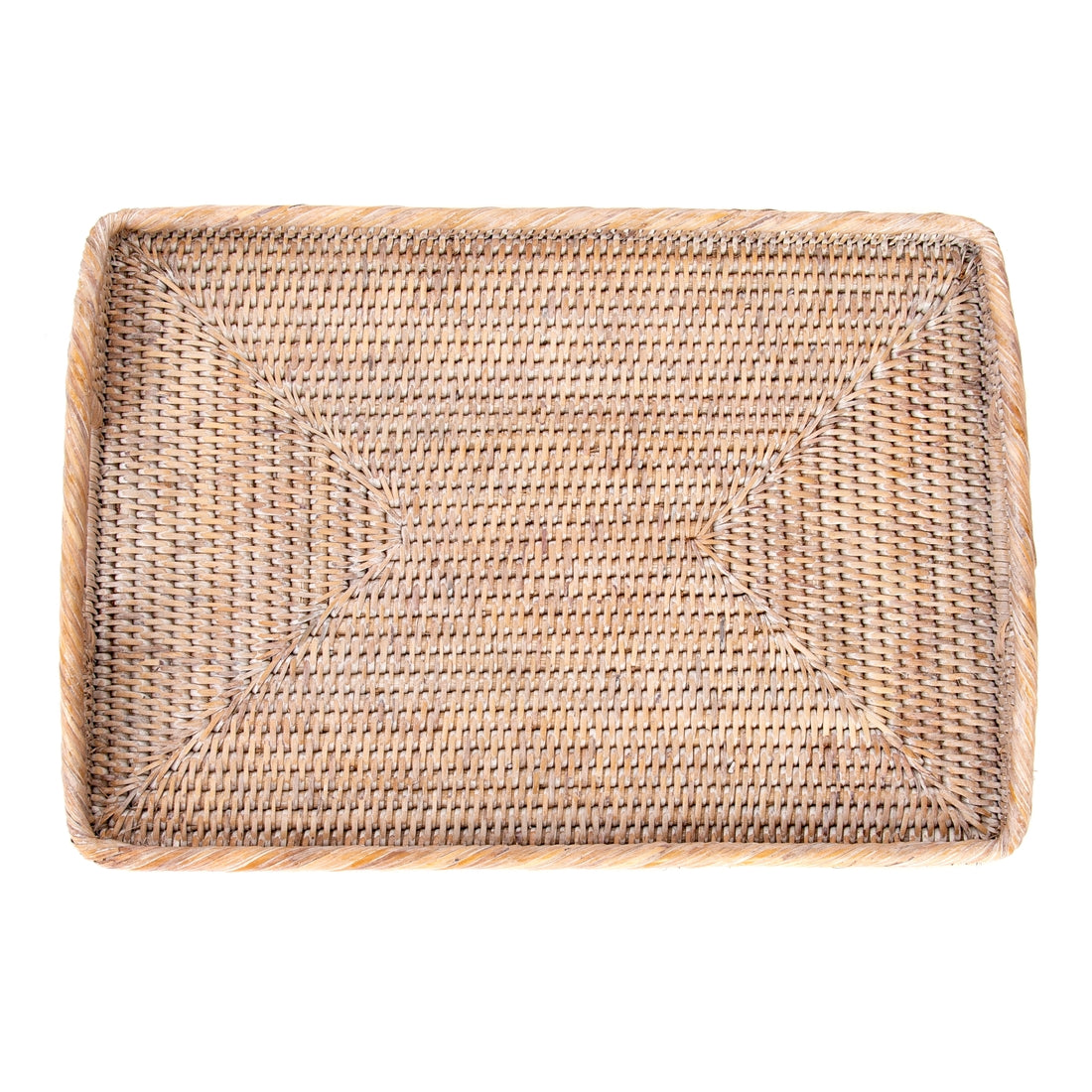 Rattan Rectangular Tray 17"x12"x1", White Wash