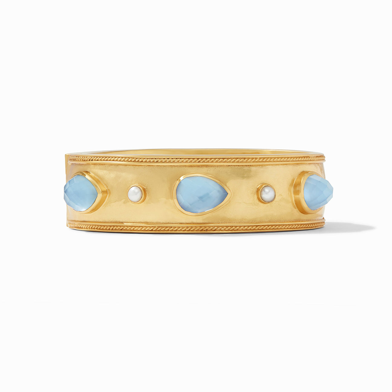 Julie Vos Cannes Statement Hinge Bangle, Iridescent Chalcedony Blue