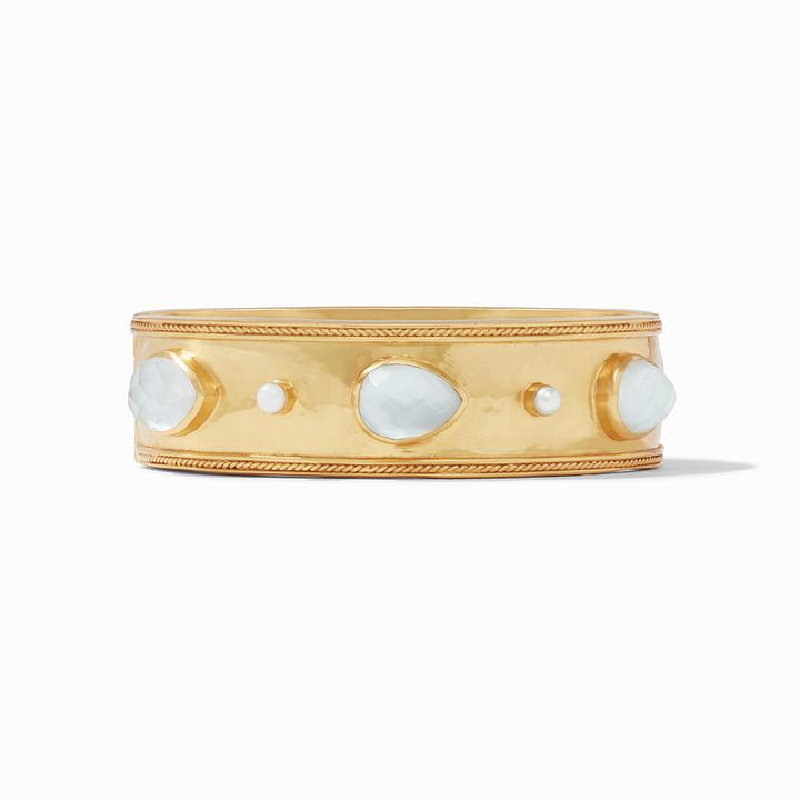 Julie Vos Cannes Statement Hinge Bangle, Iridescent Clear Crystal
