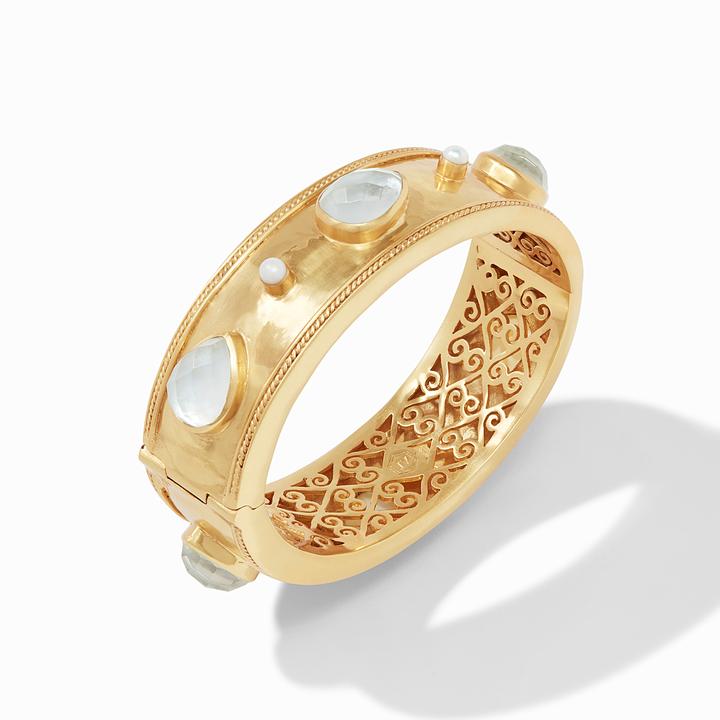 Julie Vos Cannes Statement Hinge Bangle, Iridescent Clear Crystal