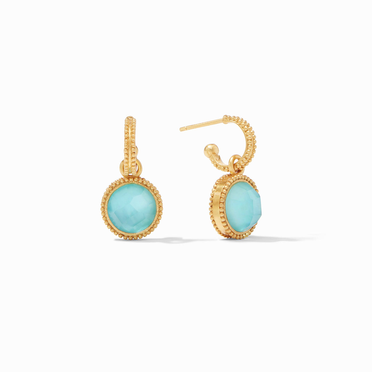 Julie Vos Fleur-de-Lis Hoop & Charm Earring, Bahamian Blue