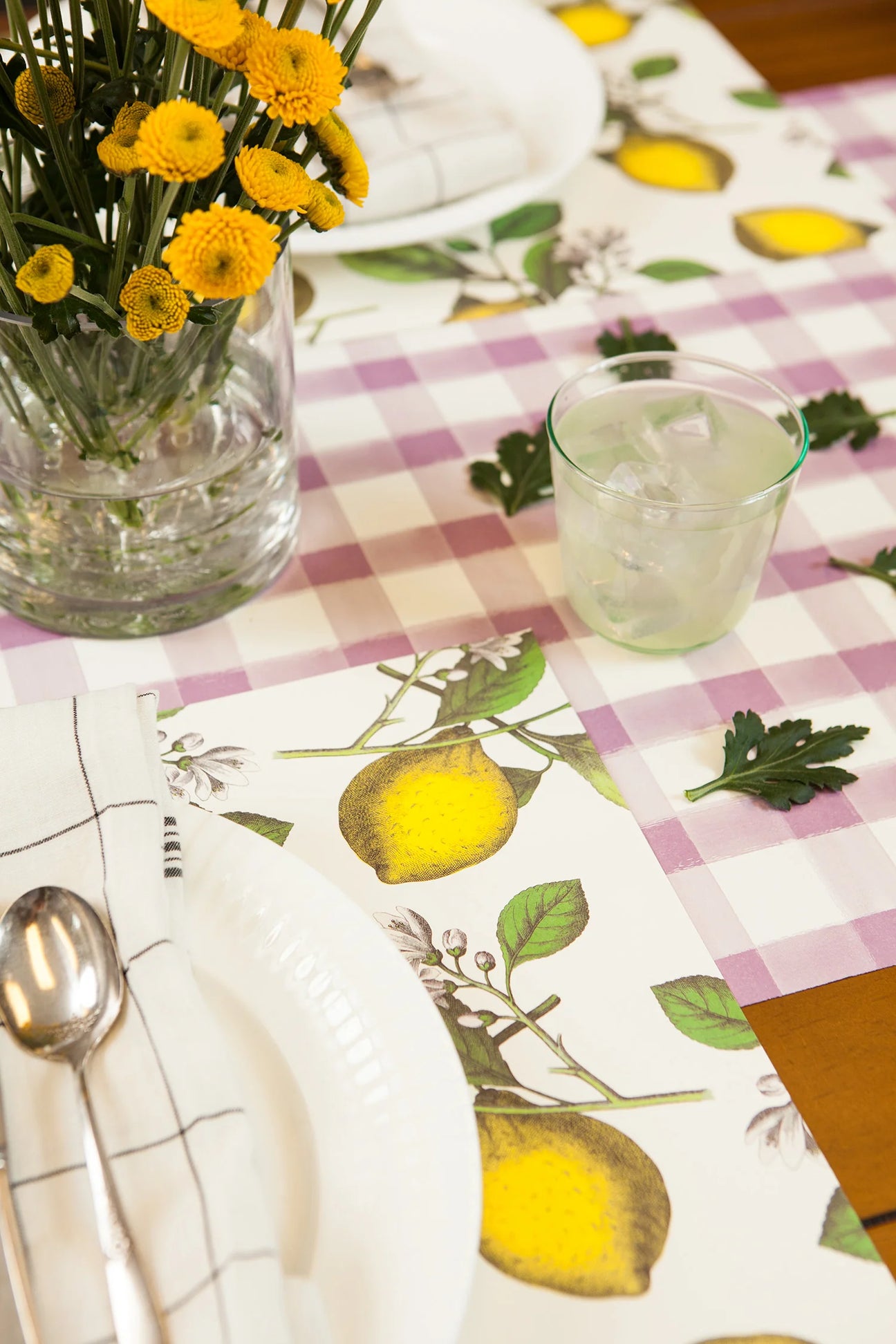 Lilac Painted Check Table Runner