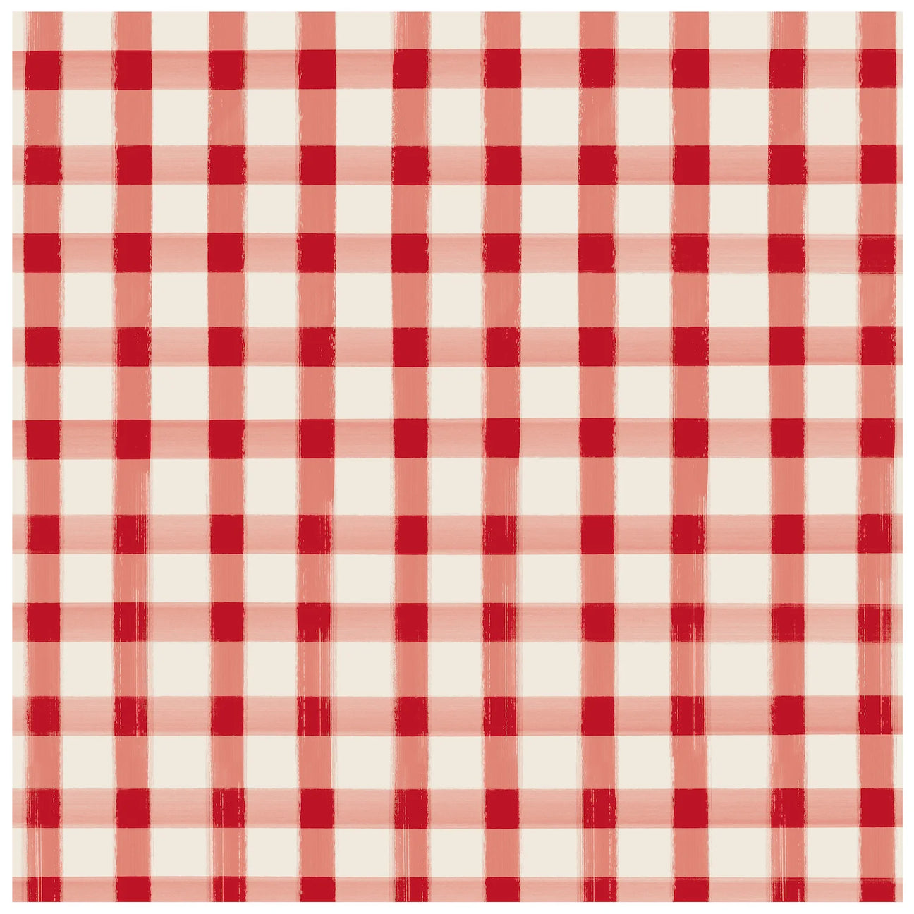 Red Painted Check Cocktail Paper Napkins, Set of 20
