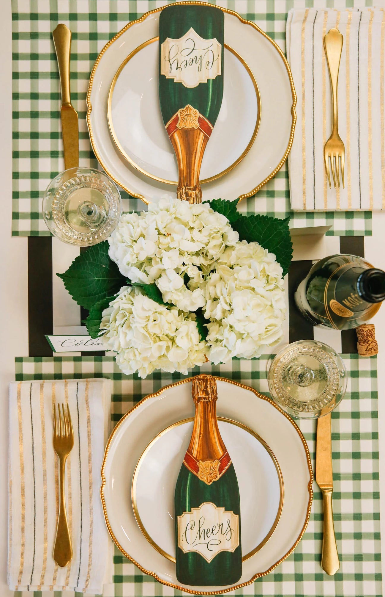 Dark Green Painted Check Placemats