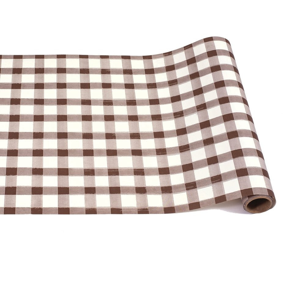 Brown Painted Check Paper Table Runner
